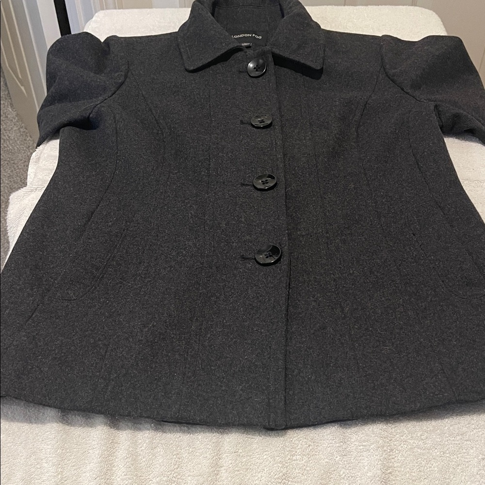 Preppy Dark Academia Black Button Wool Blend Coat Colligate Mod 60s Heritage L